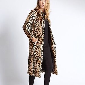 Per Una Leopard Print Coat Faux Fur 
